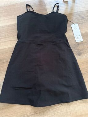 ALO Yoga Black Mini Spaghetti Strap Dress